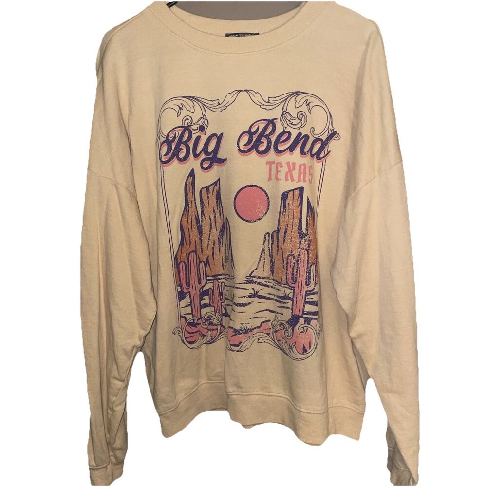 Women’s Attitude Not Included Brand Big Bend Texas Over Sized Sweatshirt Sz L